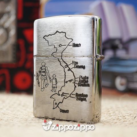 Bật lửa zippo chiến tranh việt nam đời số ( VIETNAM-NHA TRANG 68-69 )