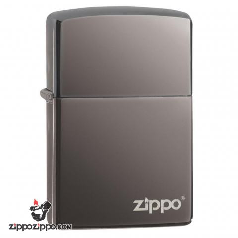 Bật Lửa Zippo Sơn Phủ Keo Bóng Xám Khói - Logo Zippo SKU 150ZL – Zippo Black Ice with Zippo Logo