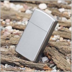 Bật Lửa Zippo Bản Nhỏ Mạ Chorme Ánh Satin - SKU 1605 – Zippo Slim Satin Chrome - Mã SP: ZPC0304