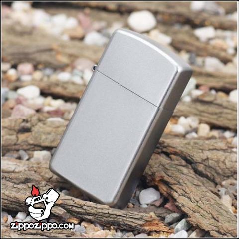Bật Lửa Zippo Bản Nhỏ Mạ Chorme Ánh Satin - SKU 1605 – Zippo Slim Satin Chrome