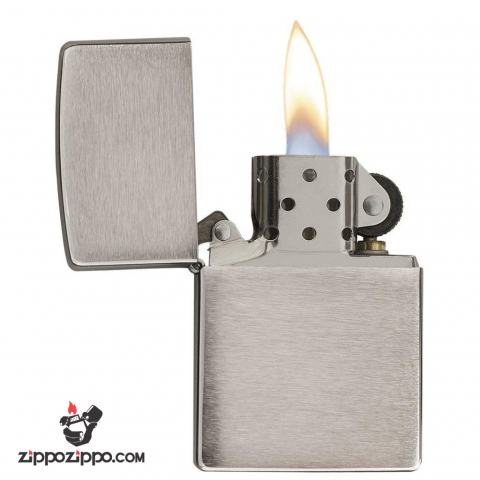 Bật Lửa Zippo Vỏ Dày Đồng Mạ Chrome Xước Ngang - SKU 162 – Zippo Armor Brushed Chrome
