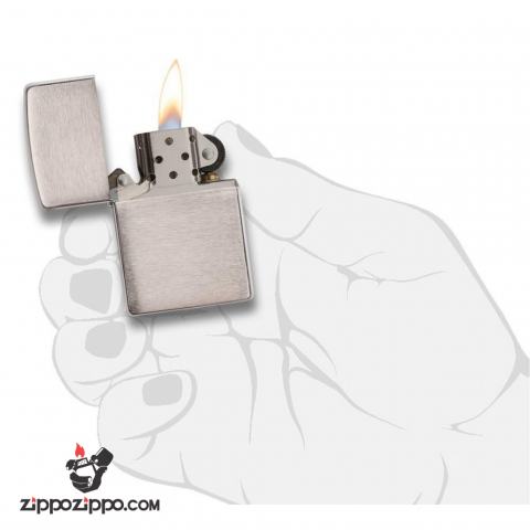 Bật Lửa Zippo Vỏ Dày Đồng Mạ Chrome Xước Ngang - SKU 162 – Zippo Armor Brushed Chrome