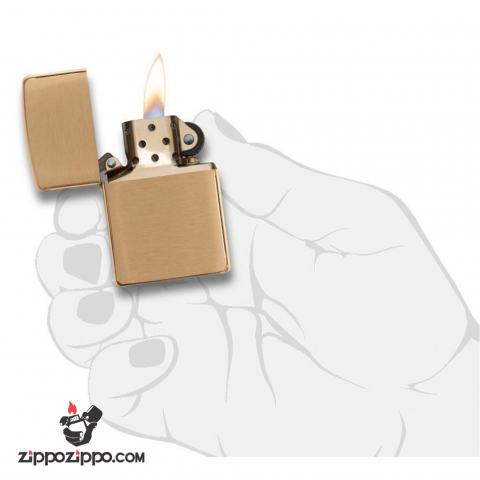 Bật Lửa Zippo Vỏ Dày Đồng Vàng Vân Xước Ngang - SKU 168 – Zippo Armor Brushed Brass