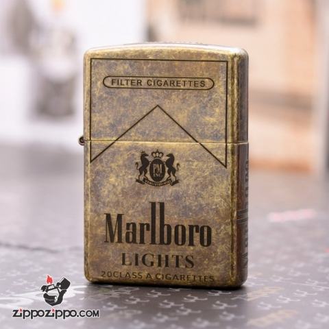 Bật Lửa Zippo CHính Hãng 201FB Khắc logo Marlboro