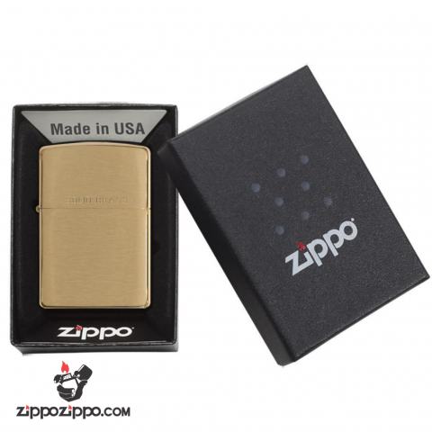 Bật Lửa Zippo Đồng Vân Xước Ngang Khắc Chữ SOLID BRASS - SKU 204 – Zippo Brushed Brass Engraved