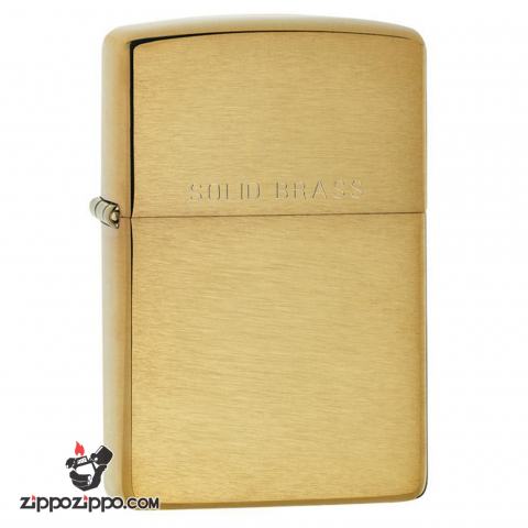 Bật Lửa Zippo Đồng Vân Xước Ngang Khắc Chữ SOLID BRASS - SKU 204 – Zippo Brushed Brass Engraved