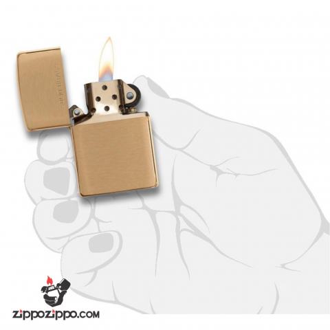 Bật Lửa Zippo Đồng Vân Xước Ngang Khắc Chữ SOLID BRASS - SKU 204 – Zippo Brushed Brass Engraved