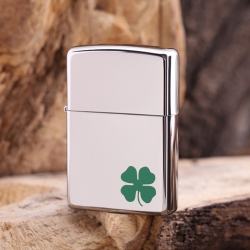 Bật lửa Zippo chính hãng 24007 cỏ 4 lá măn máy - Mã SP: ZPC0099