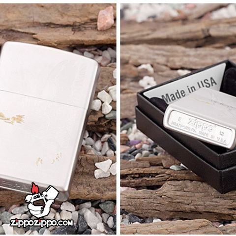 Bật lửa Zippo chính hãng 28356 trắng bạc khắc đại bàng