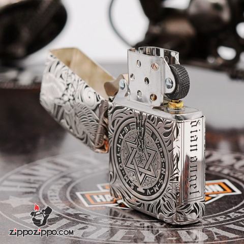 Bật lửa Zippo chính hãng bạc nguyên khối cao cấp khắc thiên thần bản armor