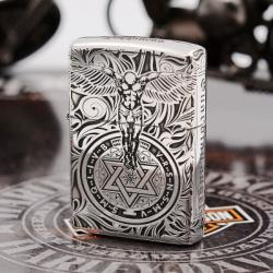 Bật lửa Zippo chính hãng bạc nguyên khối cao cấp khắc thiên thần bản armor
