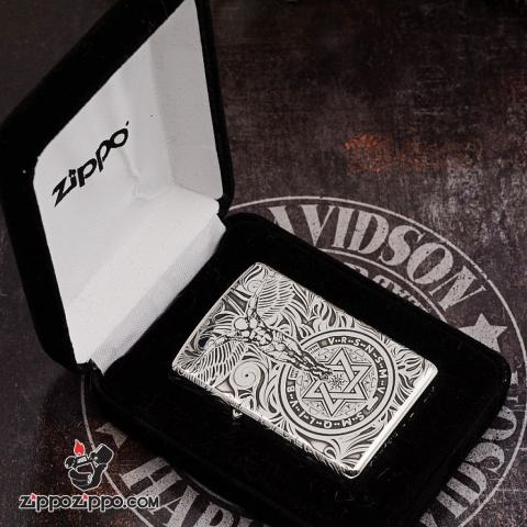 Bật lửa Zippo chính hãng bạc nguyên khối cao cấp khắc thiên thần bản armor