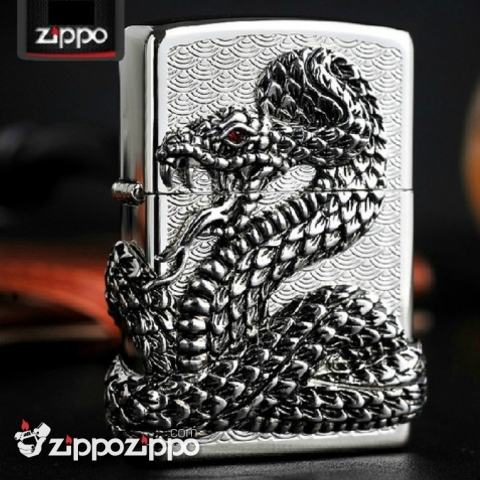 Bật lửa Zippo chính hãng bac thanh xà quấn quanh