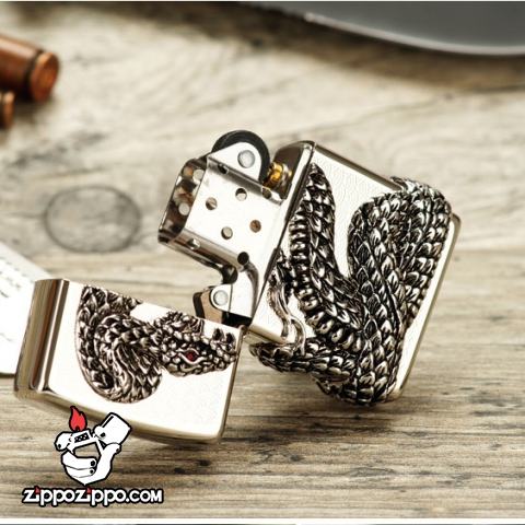 Bật lửa Zippo chính hãng bac thanh xà quấn quanh