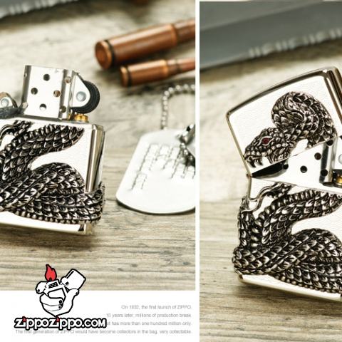 Bật lửa Zippo chính hãng bac thanh xà quấn quanh