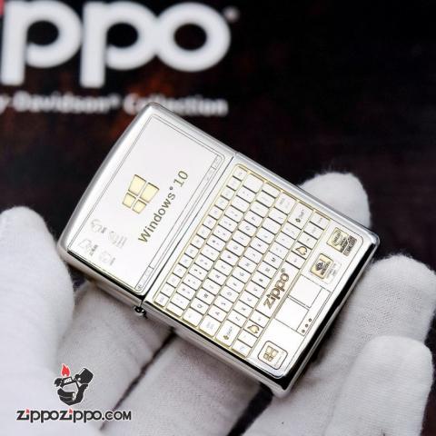 Bật lửa Zippo chính hãng bản chrome khắc WIN 10 và bán phím zippo Bản Armor vỏ dầy