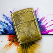 BẬT LỬA ZIPPO CHÍNH HÃNG BẢN ĐỒNG TRƠN AMOR , KHẮC 3D HÌNH CON GÀ TRỐNG
