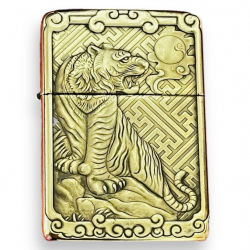 Bật lửa zippo chính hãng bản đồng trơn AMOR khắc 3D hình tuổi hổ siêu sắc nét