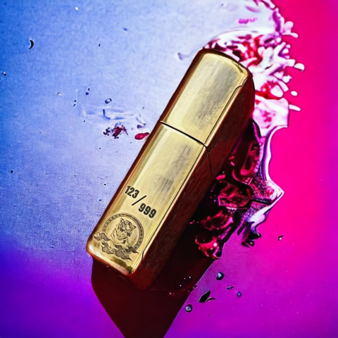 Bật lửa zippo chính hãng bản đồng trơn AMOR khắc 3D hình tuổi hổ siêu sắc nét