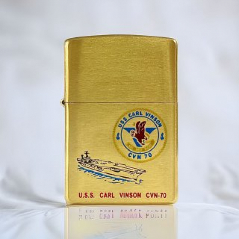 BẬT LỬA ZIPPO CHÍNH HÃNG BẢN ĐỒNG XƯỚC KHẮC TÀU CHIẾN U.S.S CARL VINSON CVN-70