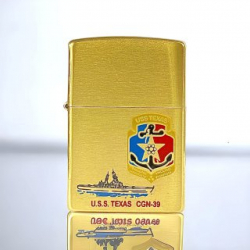 BẬT LỬA ZIPPO CHÍNH HÃNG BẢN ĐỒNG XƯỚC KHẮC  TÀU CHIẾN USS TEXAS CGN-39 - Mã SP: ZPC4068-204