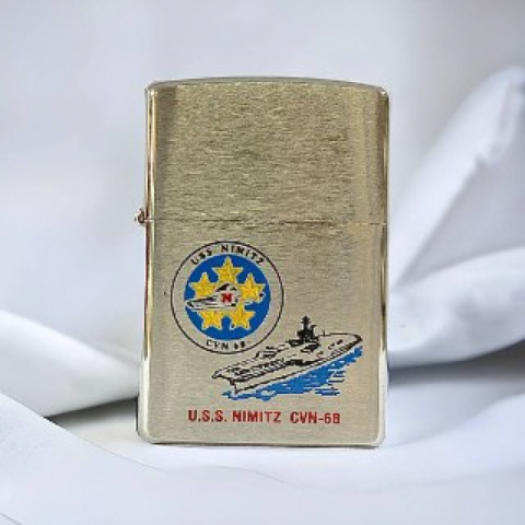 BẬT LỬA ZIPPO CHÍNH HÃNG BẢN MẠ CHROME KHẮC TÀU CHIẾN USS NIMITZ CVN-68