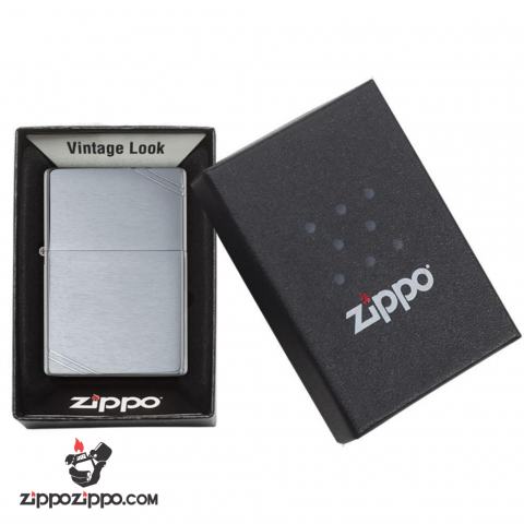 Bật Lửa Zippo 1937 Mạ Chrome Xước Ngang Chặt Góc - SKU 230 – Zippo Vintage Brushed Chrome