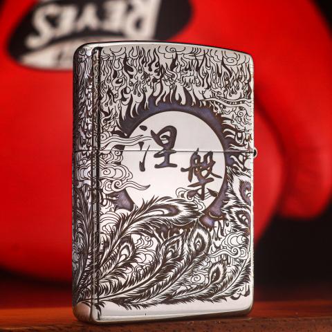 Bật Lửa Zippo Chính Hãng Chạm Khắc Chim Phượng Hoàng Bản Mạ Chrome Đen