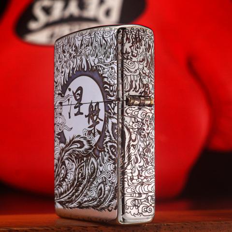 Bật Lửa Zippo Chính Hãng Chạm Khắc Chim Phượng Hoàng Bản Mạ Chrome Đen