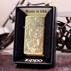 Bật Lửa Zippo Chính Hãng  Chạm Khắc Tỳ Hưu Phiên Bản Hẹp Slim - Mã SP: ZPC2976