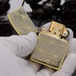 Bật Lửa Zippo Chính Hãng Chất Liêu Đồng Vân Kẻ Khắc Logo ZP - Mã SP: ZPC1712-254