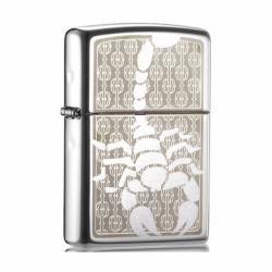 Bật lửa Zippo chính hãng chrome khắc bò cạp - Mã SP: ZPC0274