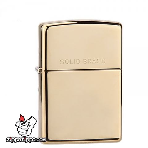 Bật Lửa Zippo Đồng Vàng Trơn Bóng Khắc Solid Brass - SKU 254 – Zippo High Polish Brass Engraved