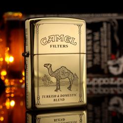 Bật lửa Zippo chính hãng đồng bóng khắc Lạc Đà CAMEL - Mã SP: ZPC0074