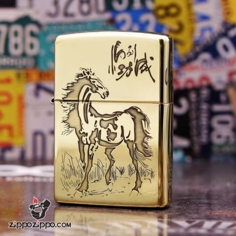 Bật lửa Zippo chính hãng đồng Bóng nhẹ khắc mã đáo thành công