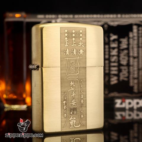 Bật lửa Zippo chính hãng đồng khắc bùa âm dương ngũ hành