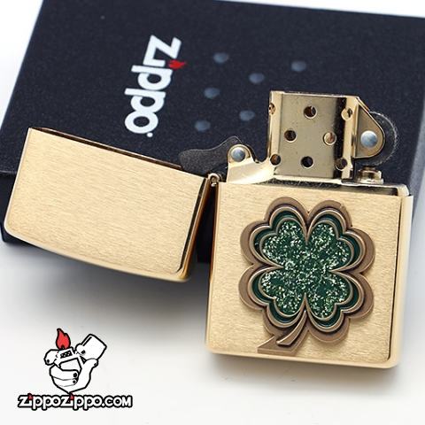 Bật lửa zippo chính hãng đồng khắc cỏ bốn lá