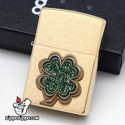 Bật lửa zippo chính hãng đồng khắc cỏ bốn lá