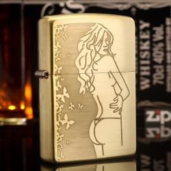 Bật lửa Zippo chính hãng đồng khắc cô gái sexy bản xước - Mã SP: ZPC1768