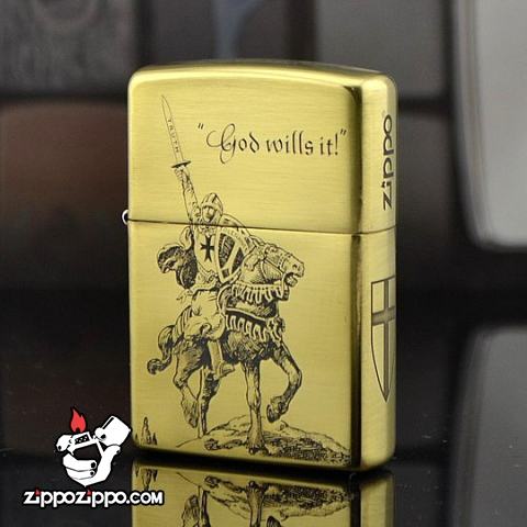 Bật lửa Zippo chính hãng đồng khắc Crusades