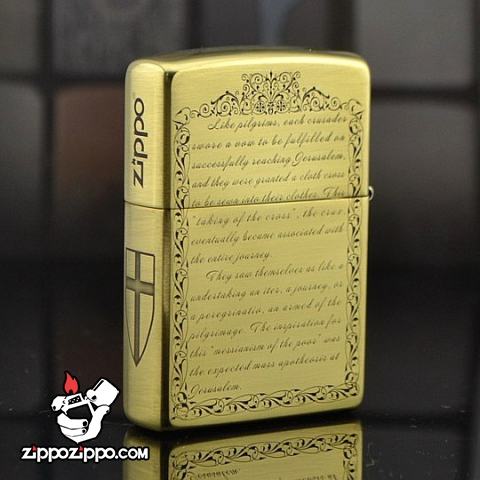 Bật lửa Zippo chính hãng đồng khắc Crusades