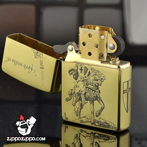 Bật lửa Zippo chính hãng đồng khắc Crusades