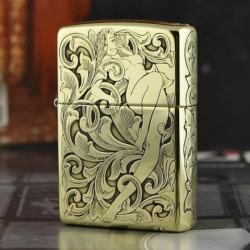 Bật lửa Zippo chính hãng đồng khắc họa tiết cô gái armor - Mã SP: ZPC1227