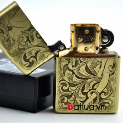 Bật lửa Zippo chính hãng đồng khắc họa tiết cô gái - Mã SP: ZPC2104