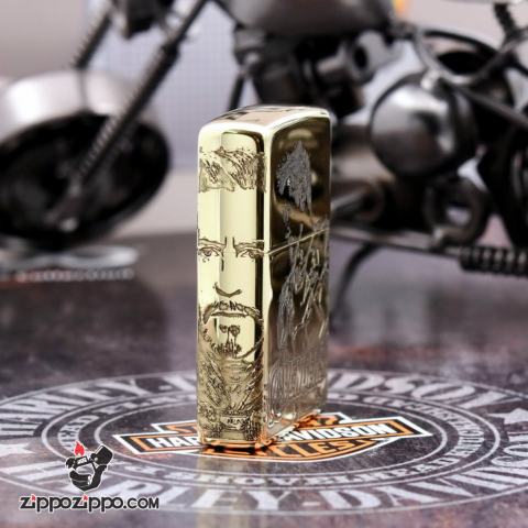 Bật lửa Zippo chính hãng đồng khắc người sắt vỏ mỏng