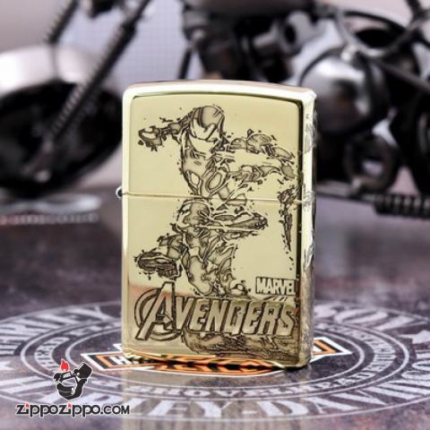 Bật lửa Zippo chính hãng đồng khắc người sắt vỏ mỏng