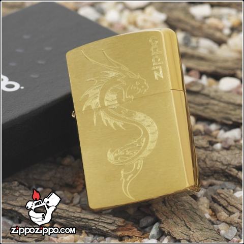 Bật lửa Zippo chính hãng đồng khắc rồng mẫu 008