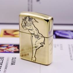 Bật lửa Zippo chính hãng đồng khối khắc cô gái biêu tượng zippo bản amor - Mã SP: ZPC2450-169