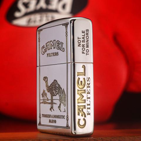Bật lửa Zippo chính hãng đồng mạ chrome khắc Lạc Đà CAMEL