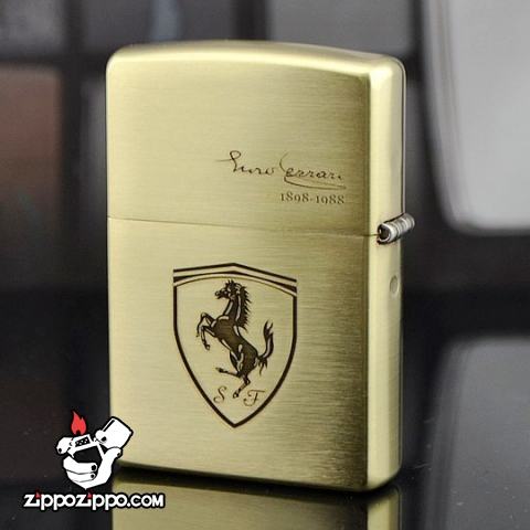 Bật lửa Zippo chính hãng đồng nhẹ khắc Ferrari